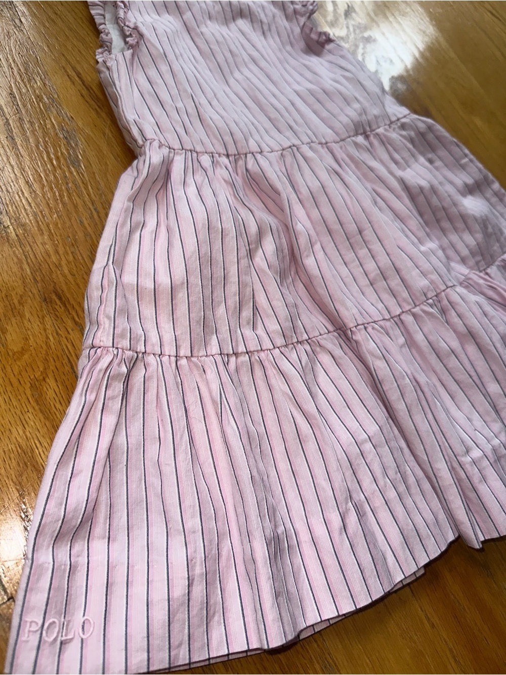 Ralph Lauren Babygirl Pink and White Striped Ruffle Sleeve Dress - Picture 4 of 8